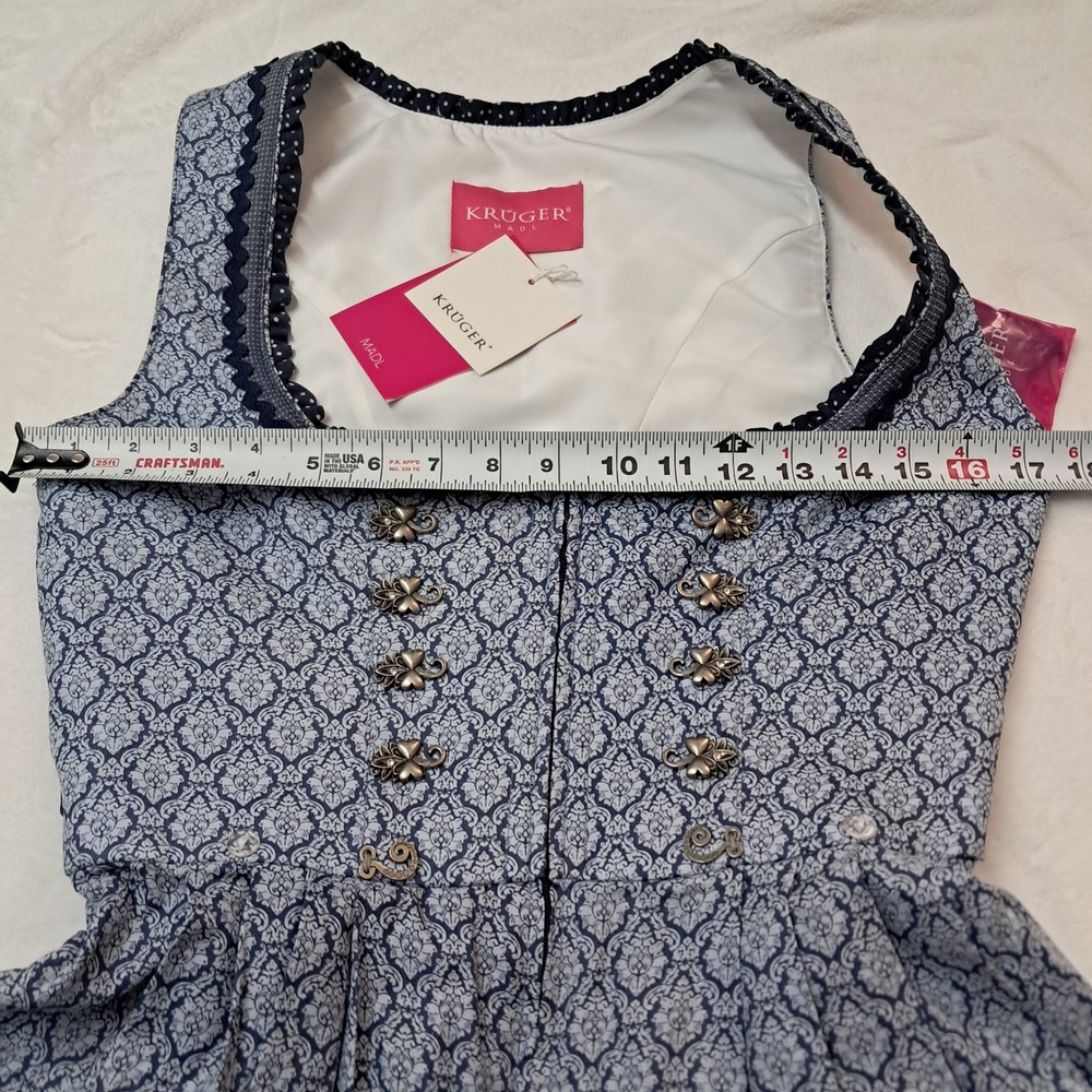 NWT Kruger Dirndl Dress Women's EU 36 Small Blue German Traditional Oktoberfest - Picture 15 of 16